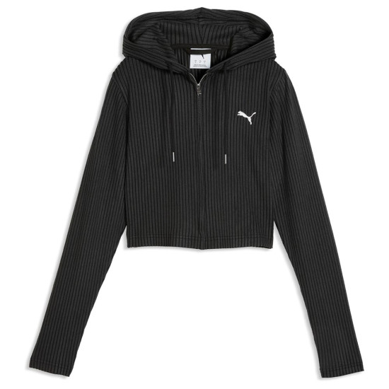 Puma Γυναικεία ζακέτα Essentials Ribbed Full-Zip Slim Hoodie